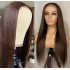 Cross border wig European and American fashion synthetic headband brown long straight hair front lace synthetic wig manufacturer straight