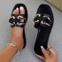 Cross border foreign trade plus size slippers for women, 2024 new style for women's summer wear, metal buckle, soft bottom, straight drag, square head cool mop