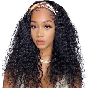 Kinky Curly Headband Human Hair Wig