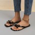 Women's flip flops for summer 2024, new square toe beach shoes, bow toe half flip flops, flat sandals