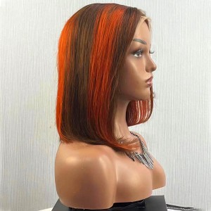 Xuchang European and American Wig Factory 4/350 # lace closure color bob wig human hair