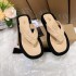 Ins Cross border New European and American Large Sponge Cake One Line Slippers Solid Color Decorative Buckle Thick Bottom Women's Sandals Shoes