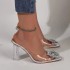 High heeled sandals for women in the summer of 2024, featuring a sunflower rhinestone PVC crystal heel and fish mouth strap, heels41