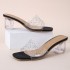 High heeled slippers for women in the summer of 2023, featuring crystal and PVC rhinestone hot stamping for fashionable one-piece slippers