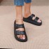 2024 New EVA Thick Bottom Casual Slippers with Height Increase for External Wearing, Cool Slippers with Double Buckles, Lightweight and Anti slip Beach Shoes for Women