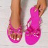 New Foreign Trade Rivet Shoes Butterfly Knot Flip flops Summer Outing Beach Flat Bottom Transparent Jelly Crystal Slippers for Women