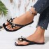 Xiaoxiangfeng flat toe flip flops women's summer new sparkling pearl buckle casual versatile beach sandals