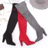 2020 autumn and winter new pointed, thick, high-heeled women's boots, fashionable zipper, slim leg straps, over the knee boots, elastic boots wholesale