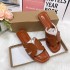 Ins Cross border New European and American Large Sponge Cake One Line Slippers Solid Color Decorative Buckle Thick Bottom Women's Sandals Shoes