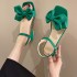 Mid heeled sandals for women 2024 summer new item bow buckle Korean version large size 4142 women's sandals