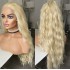 Hot selling wig, explosive synthetic front lace long curly hair, European and American 613 color wavy long hair headband