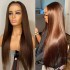 straight brown lace closure human hair wigs Chocolate color