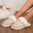 2024 Baotou sequined cotton slippers in foreign trade spot, women's flat bottom plush slippers, home indoor plush slippers, women's