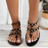 European Station Summer New V-Home Rivet Flat Sandals Women's Clip Toe Slippers Holiday Beach Shoes Anti slip Jelly Shoes