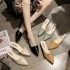 Half slipper women's 2023 summer new pointed toe mid heel women's slippers Korean version wearing M ü ller shoes