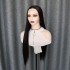 13 * 6 Japanese silk synthetic wig with lace front, split # 2 black long hair synthetic semi machine-made headband