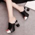 2024 New Fish Mouth High Heel Large Cool Slippers for Women Summer Coarse Heel Thick Bottom Sandals for Women Casual Shoes Wholesale to 42