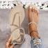 Cross border foreign trade summer European and American rhinestone T-belt fashionable and versatile beach vacation soft bottom large flat sandals for women HT