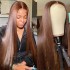 straight brown lace closure human hair wigs Chocolate color