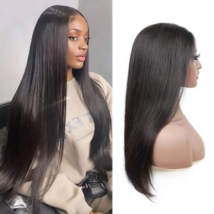 Black real hair non adhesive headband, glue wig, human hair, straight hair, front lace wig factory