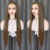 13 * 6 Japanese silk synthetic wig with lace front, split # 30 brown long hair synthetic semi mechanical headband