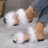 Cross border Amazon ins autumn and winter cotton slippers for women, indoor plush slippers for home use, solid color plush slippers for women, wholesale