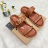 ZA Home Autumn Cross border New Style Outerwear Shoes with Ring Buckle One Line Slippers, European and American Large Thick Bottom Sandals, Slippers