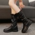 High cut autumn and winter new retro fleece warm women's mid length boots look slim Martin boots casual plus plus size knight boots for women