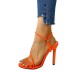 Amazon Summer Fluorescent Round Head Fine Heel Women's Sandals for Foreign Trade Large Size Suede Round Head Fish Mouth High Heels