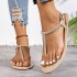 Cross border foreign trade summer European and American rhinestone T-belt fashionable and versatile beach vacation soft bottom large flat sandals for women HT