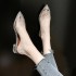 Ladies Shoes 2023 summer new PVC pointed low heel breathable 41-42 rhinestone Korean version