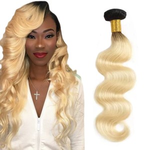 Human hair wig 1b/613 # body wave snake melody can be hot dyed gold hair extensions