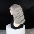 Foreign trade wig Bob style gray split straight hair short hair front lace wig high temperature silk synthetic wig factory