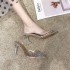 High heeled sandals for women in the summer of 2023, with rhinestone PVC transparent shoes and pointed breathable and sexy slim heels