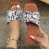 Cross border Export Autumn New Large Cow Pattern Square Head Velcro One line Flat Bottom Rivet Women's Slippers