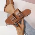 Temu Spring/Summer New European and American Casual Versatile Beach Shoes for Daily Outwear Fashion Shoes with Ring Buckle Flat Slippers Shoe