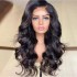 Manufacturer direct sales chemical fiber high-temperature silk front lace wig black big wave long curly hair split head cover