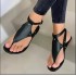 Wish Amazon's new foreign trade plus size sandals for women in Europe and America, flat toed herringbone flat sandals are available year-round