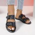 Temu Spring/Summer New European and American Casual Versatile Beach Shoes for Daily Outwear Fashion Shoes with Ring Buckle Flat Slippers Shoe