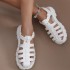 Thick soled gear sandals for women, pig cage shoes, hollow toe woven sponge cake Roman sandals, oversized Instagram style sandals