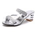 Korean version of new versatile summer women's sandals, mid heeled women's shoes, rhinestone herringbone oversized sandals, wholesale for women