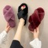 Large size cross hair slippers for women in autumn and winter, new flat bottomed home and indoor floor slippers, air conditioning slippers, straight slippers