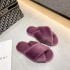 Foreign trade hairy cotton slippers for women 2022 autumn and winter new style women's flat bottomed open toe home cross plush slippers wholesale