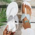 Cross border hot selling European and American foreign trade summer new flat bottomed PVC beach flip flops sandals anti slip crystal bow