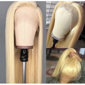 Wig European and American Fashion Women's Wig Front Lace # 613 Long Hair 13 * 6 Synthetic Half Mechanized Headset