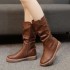 High cut autumn and winter new retro fleece warm women's mid length boots look slim Martin boots casual plus plus size knight boots for women