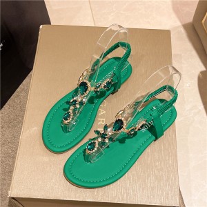 Women's Sandals 2024 Summer New Style Large Diamond Fashion European and American Large Size 4142women's Sandals