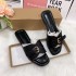 Ins Cross border New European and American Large Sponge Cake One Line Slippers Solid Color Decorative Buckle Thick Bottom Women's Sandals Shoes