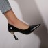 High heels, single shoes, women's 2024 autumn new item, pointed toe plus size, one foot kick, black thin heel, high-end feel, heel temperament