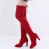 2020 autumn and winter new pointed, thick, high-heeled women's boots, fashionable zipper, slim leg straps, over the knee boots, elastic boots wholesale